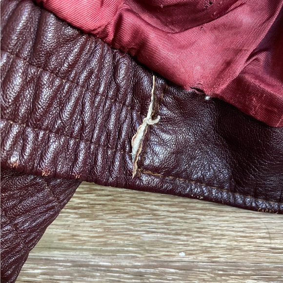 Rare VIntage 80's SILVERT'S Maroon Leather bomber Jacket Size 36 EU /Small US - Picture 9 of 10